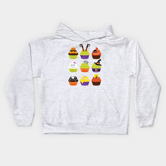 'Yummy Halloween Cupcakes' Halloween Cupcakes Kids Hoodie by ourwackyhome